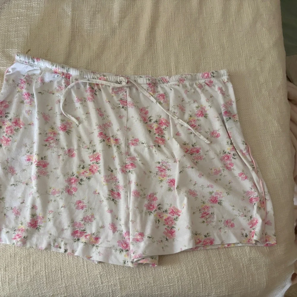 Lauren Ralph Lauren Ivory & Pink Floral Pajama Set Women’s XL Knit Button Up - Picture 12 of 13